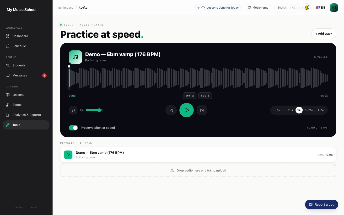 Slow-down audio